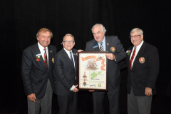 (left to right) Grand Commodore Sam Covelli, Governor Mike DeWine, David R. Motts, Past Grand Commodore Alan Stockmeister
