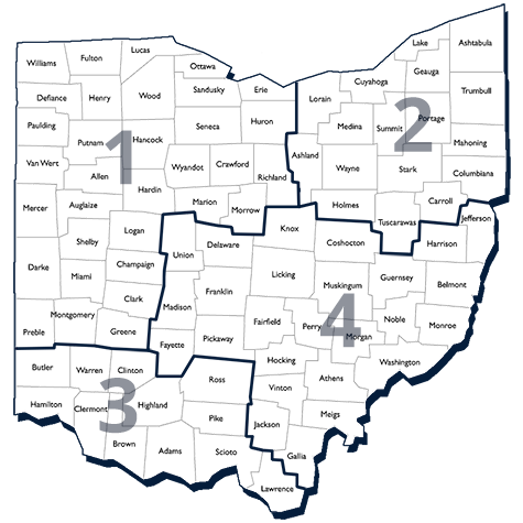 Regions Map for Ohio Commodores